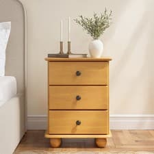 Image of Pine 3 Drawer Bedside Table - Hampton HPT010