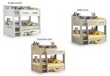Image of Julian Bowen Orion Sonoma Oak, White, Grey Oak Bunk Bed w/Premier Mattresses 3FT
