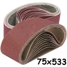 Image of Sanding Belts 75 x 533 - 40 60 80 120 240 320 400 Grit Single & Mixed Grit Packs