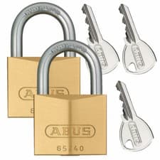 Image of ABUS 65 Brass Padlocks Keyed Alike - Twin Pack