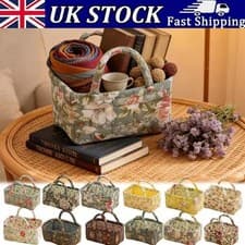 Image of Pastoral Style Storage Basket Floral Quilted Foldable Bin Small Organiser
