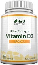 Image of Vitamin D3 4000IU High Strength – 365 Softgels – 1 Year Supply – UK Made