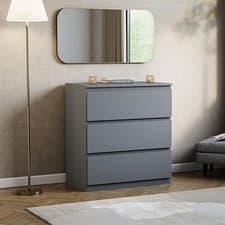 Image of Modern Grey Chest of Drawers Bedroom Furniture Storage Bedside 2 to 8 Drawers