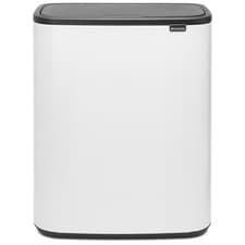 Image of Brabantia Bo Touch Bin 60 Litre Plastic Bucket White Platinum Black Grey
