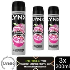 Image of Lynx Epic Fresh Anti Perspirant Body Spray 200ml 3 Pack Mens Deodorant 72H