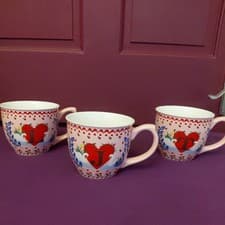 Image of Cath Kidston London Alphabet Letter "J" Mug Hearts, Swans & Flowers