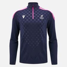 Image of Macron OFFICIAL Cardiff Rugby Mens Training Sweatshirt 1/4 Zip Top RRP: £70
