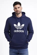 Image of Adidas Men's Trefoil Fleece Hoodie Hooded Sweatshirt Pullover Cotton Small Blue