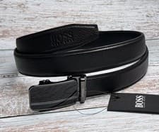 Image of Hugo Boss Black Leather Ratchet Dress Belt
