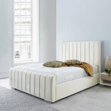 Image of Ottoman storage panel plush velvet upholstered bed frame & mattress cheap price