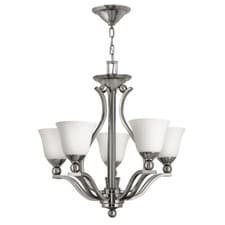 Image of 5 Bulb Chandelier Hanging Pendant LIght Brushed Nickel LED E27 60W Bulb