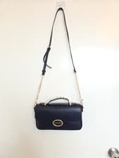 Image of NWT GUESS Patsie Navy Blue Crossbody Bag - Gold Hardware & Logo Handle