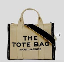 Image of MARC JACOBS The Medium Jacquard Tote Bag Warm Sand & Dust bag Authentic RRP £350