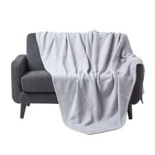 Image of Halden Grey Chevron Throw, 100% Cotton 150x200cm, Sofa or Bed Blanket