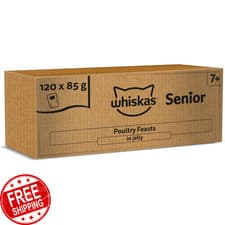 Image of WHISKAS - 7+ Senior Wet Cat Food Pouches 120 x 85 g In Jelly Bulk Cat Food Me