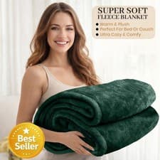Image of Large Faux Fur Warm Fleece Throw Over Soft Sofa Bed Mink Blanket Double & King