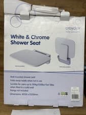 Image of White & chrome Croydex Fold Down Shower Seat new in Box (fixings not included)
