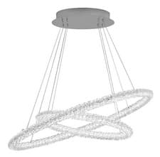 Image of Circle LED 2 Oval Ring Ceiling Pendant, Chrome, Clear Crystal