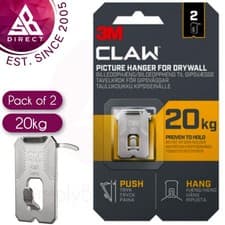 Image of 3M Claw Drywall Picture Hanger│Push & Hang│3PH20-2UKN│Holds 45 Lbs (20kg)│2pk