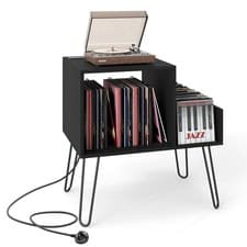 Image of Modern End Table Record Player Stand Turntable Stand-Black