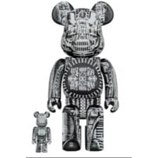 Image of Medicom Toy BE@RBRICK H.R.GIGER BLACK CHROME Ver. 400% 100% Bearbrick