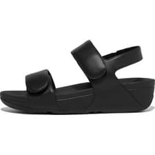 Image of Fitflop Lulu Adjustable Leather Womens Ladies Black Flip Flop Toe Post Sandals S
