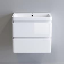 Image of iBathUK Wall Hung Bathroom Vanity Unit with Sink Basin and Storage Furniture