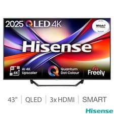 Image of Hisense 43A7QTUK 43 Inch QLED 4K Ultra HD Smart TV HDR10 Dolby Vision Black