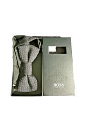 Image of NIB HUGO BOSS Mens Bow Tie Black Geo 100% Silk Pre-Tied NEW IN BOX! Adjustable