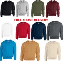 Image of Mens Sweatshirt Heavy Blend Crew Neck Plain Jumper Pullover Casual High Quality