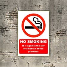 Image of NO SMOKING It's Against the law to smoke on these premises - - Signs or Stickers