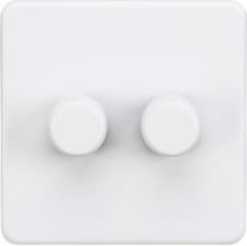 Image of Knightsbridge 2 GANG 2WAY Dimmer Switch 5-150W LED Matt White Screwless SF2182MW