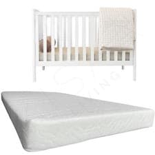 Image of BABY COT BED FIBRE MATTRESS ECO BREATHABLE QUILTED WATERPROOF COT MATTRESS