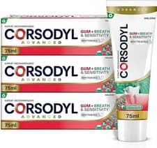 Image of Corsodyl Gum+ Breath & Sensitivity Whitening Toothpaste 3x75ml Sensitive Teeth