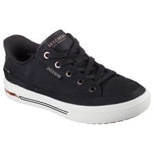 Image of Skechers 177197 Arch Fit Arcade See Ya There Ladies Black Textile Vegan Arch Sup