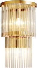 Image of S-Cevada Sparkling Multi-Layer Crystal Wall Light Gold Steel Mounting Base E14 L