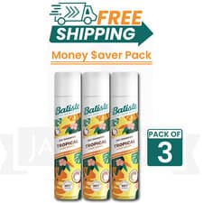 Image of 3X Batiste Dry Shampoo in Tropical 200ml, Coconut & Floral Fragrance - 3PACK