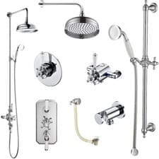 Image of Traditional Chrome Bath Shower Mixer Taps & Concealed, Exposed Shower Valve Kits