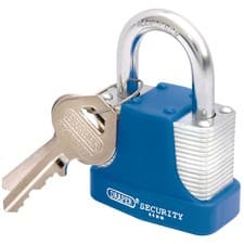 Image of Draper Laminated Steel Security Padlock & 2 Keys Hardened Steel Shackle 44mm