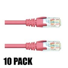 Image of 10 PACK CAT.6A 10Gb s-FTP RJ45 UTP ETHERNET PATCH CABLE LSZH - PINK 2m / 3m / 5m