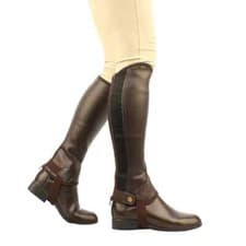 Image of SAXON EQUILEATHER HALF CHAPS BROWN SMALL NEW