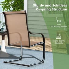 Image of 2PCS Outdoor Bistro Chairs Metal Frame Powder Coated High Back Dining Chairs