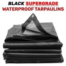 Image of Heavy Duty 240gsm Waterproof Tarpaulin Black/Silver Builders Tarp Ground Sheet