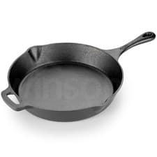 Image of Cast Iron Skillet Pan, VonShef Black Pre-Seasoned Frying Pan Griddle Cooking