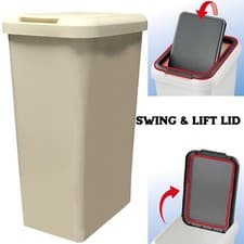 Image of kitchen bin cream swing and lift bin waste rubbish or recycling bin dustbin 45L
