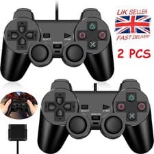Image of 2PCS For PlayStation 2 PS2 Black Wired Game Controller Gamepad Joypad UK STOCK
