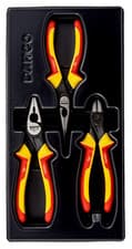 Image of Bahco 3 Piece VDE 1000v Wire Side Cutter, Combination & Long Nose Pliers,9897S/3