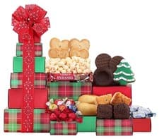Image of Wine Country Gift Baskets Festive Tower of Treats Blue