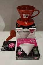 Image of Hario V60 VDC-01-R Ceramic Coffee Dripper Red Size 01 For 1-2 Cups +40 filters