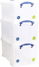 Image of Plastic Storage Box W/ Clear Sides, lockable lid Really Useful Box 48L Capacity